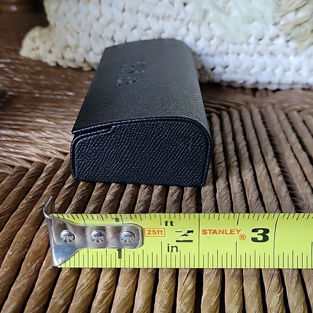 Furla black hard eyeglass/sunglass case with lens wipe
